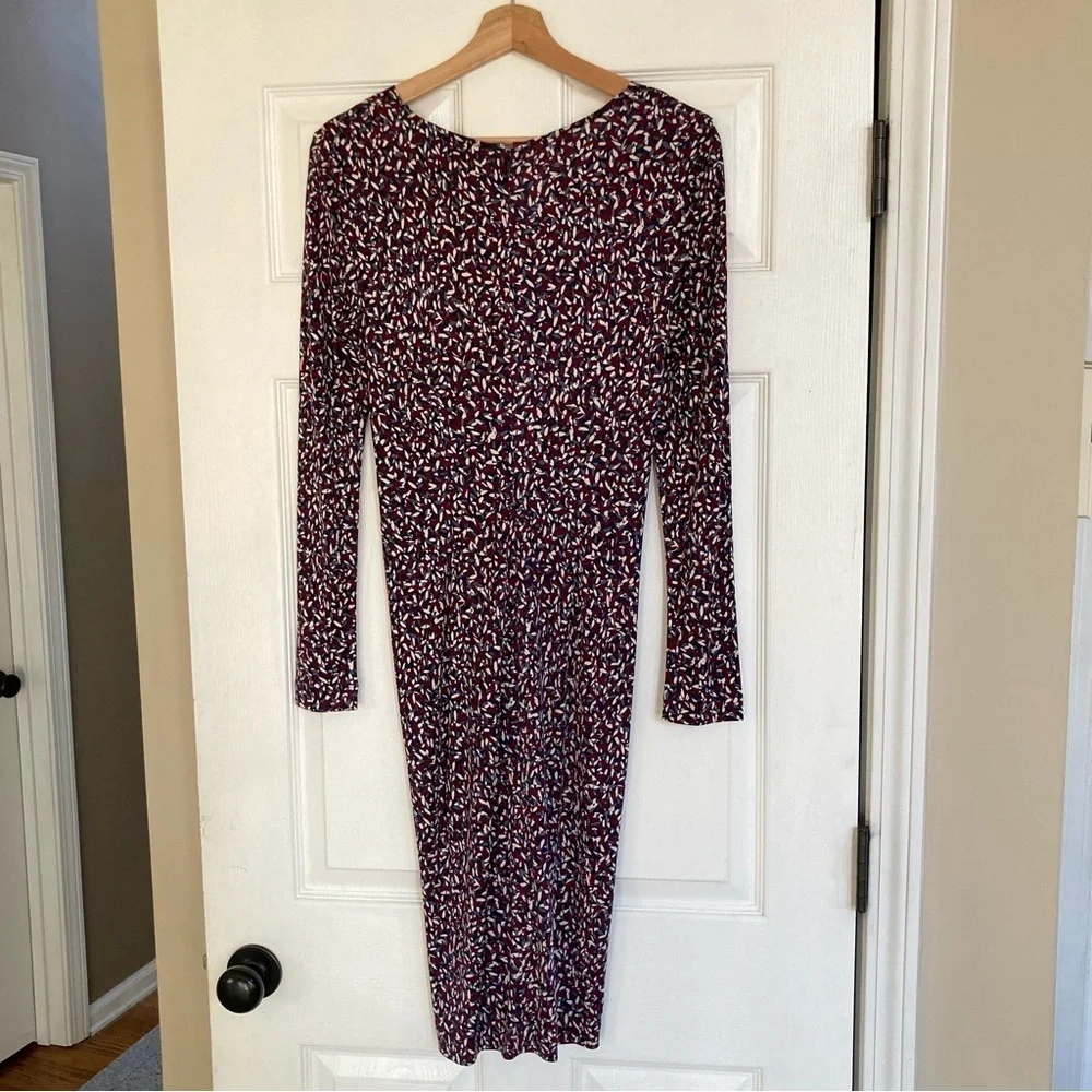Tory Burch Silk Interlock Twist Dress in Red Confetti Print, Size S